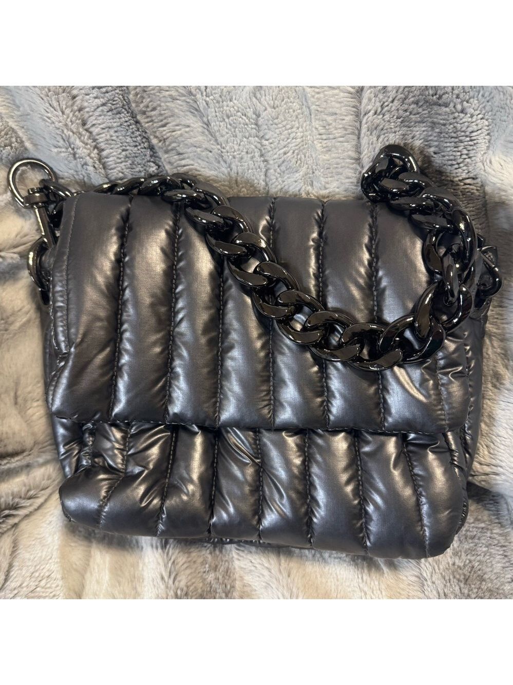 Think Royln - Puffer Gunmetal Shoulder Bag - EUC